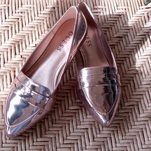 *New Without Box* Women's Guess Metallic Loafers In Rose Gold